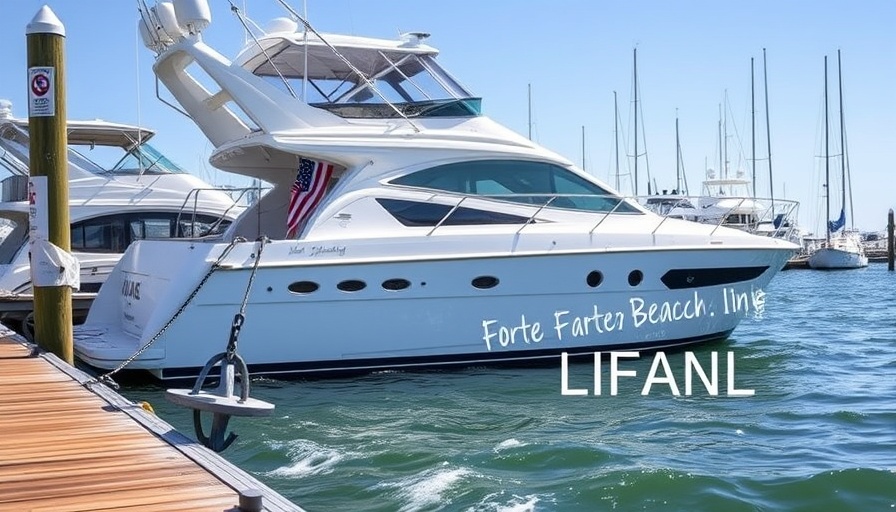 Yacht dragging anchor at Fort Myers Beach with dock background.