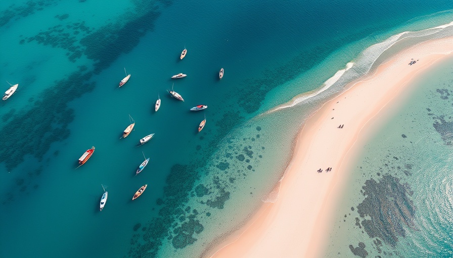 Aerial view of the best sandbar in Southwest Florida with boats.