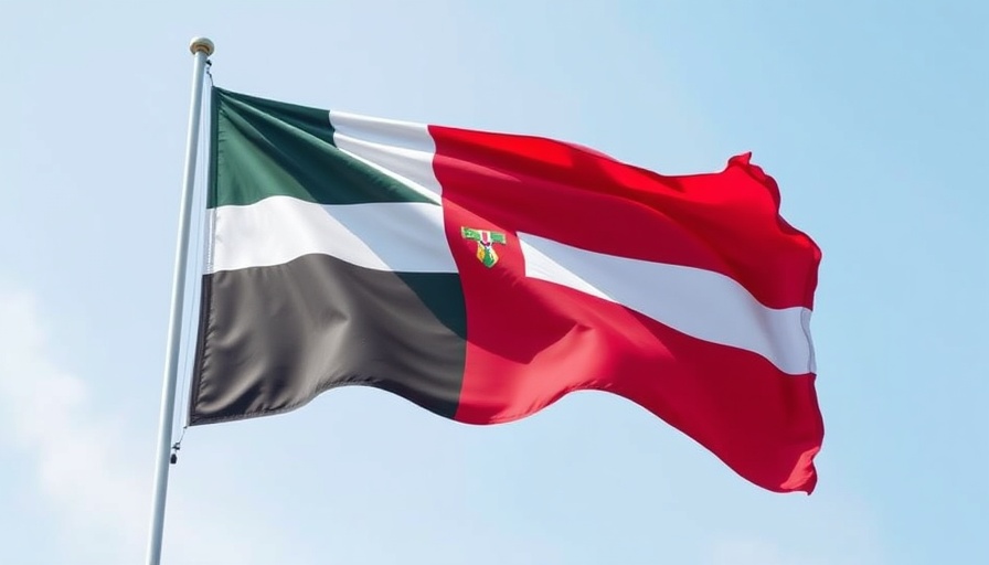 Dominica flag against blue sky for Official Dominica Travel Platform.
