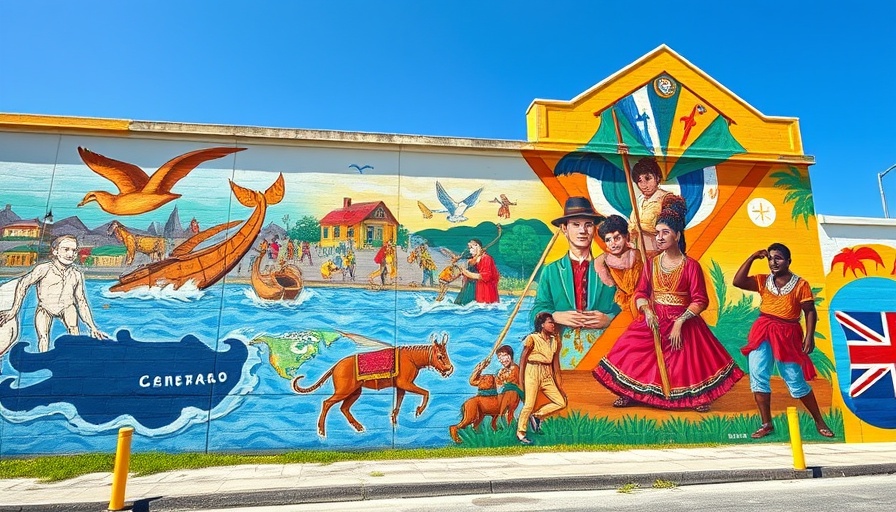 Vibrant historical mural celebrating Bermuda's heritage.