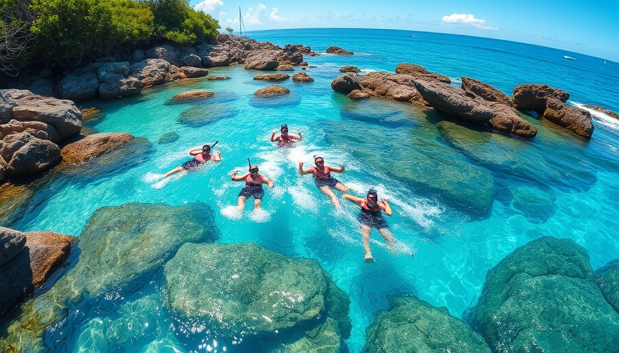 Snorkelers enjoying Caribbean excursion in clear waters
