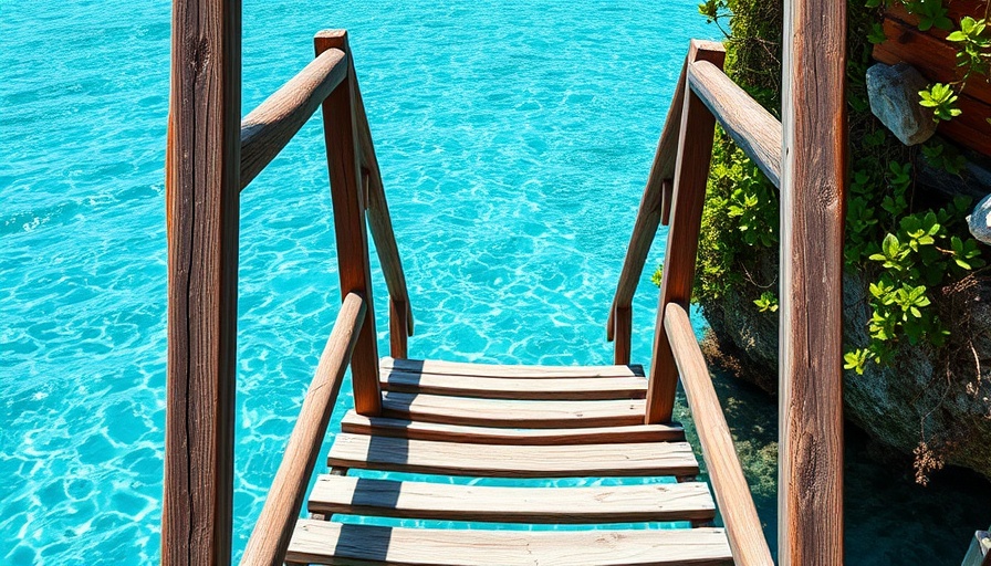 Rustic ladder to clear ocean water, Intentional Travel in 2024.