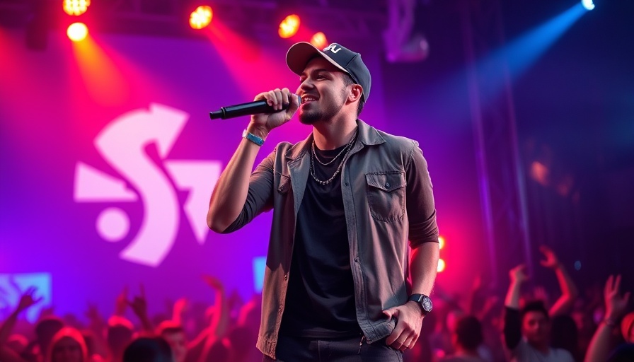 Caribbean Grammy success captured as a performer sings on stage.