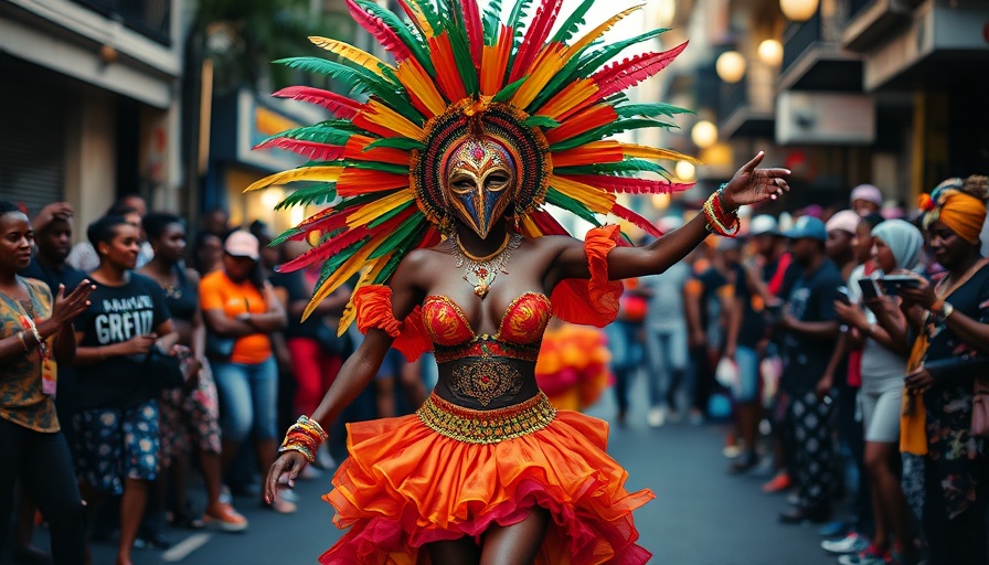Colorful costume at Trinidad Carnival Reviving Cow Mas parade