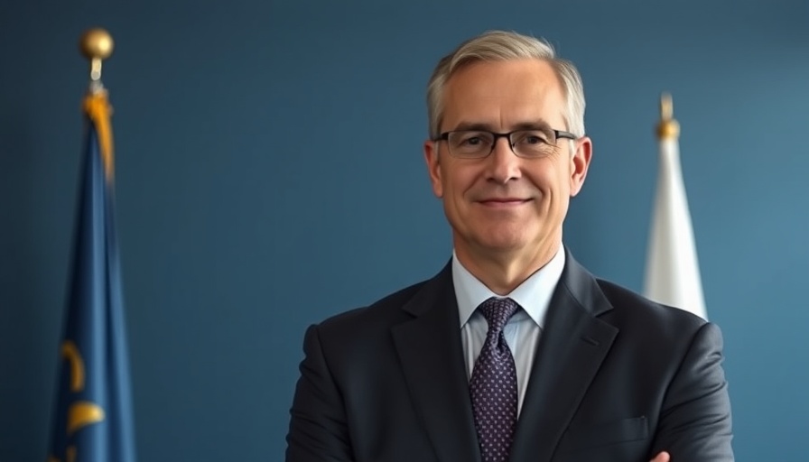 Confident man in suit promoting energy security policies