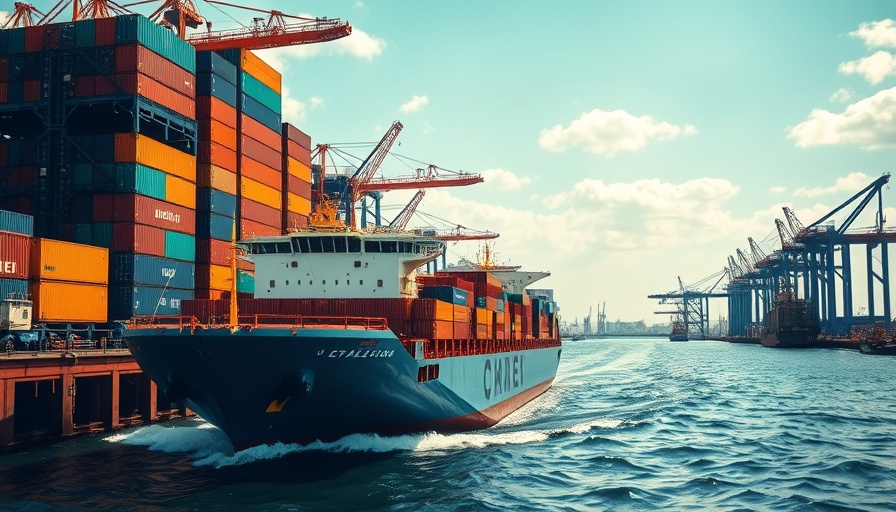 Cargo ship in harbor illustrating US tariffs impact on Caribbean economy.