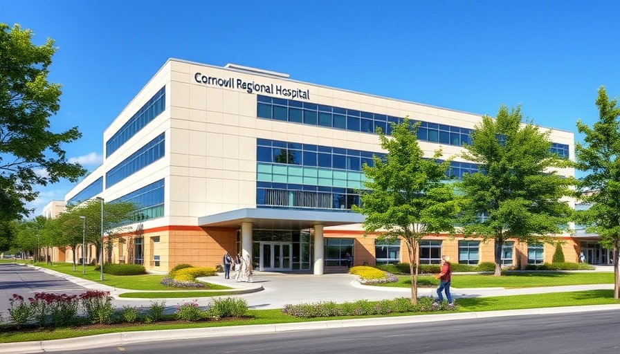 Cornwall Regional Hospital's administrative block exterior after reopening, modern design.