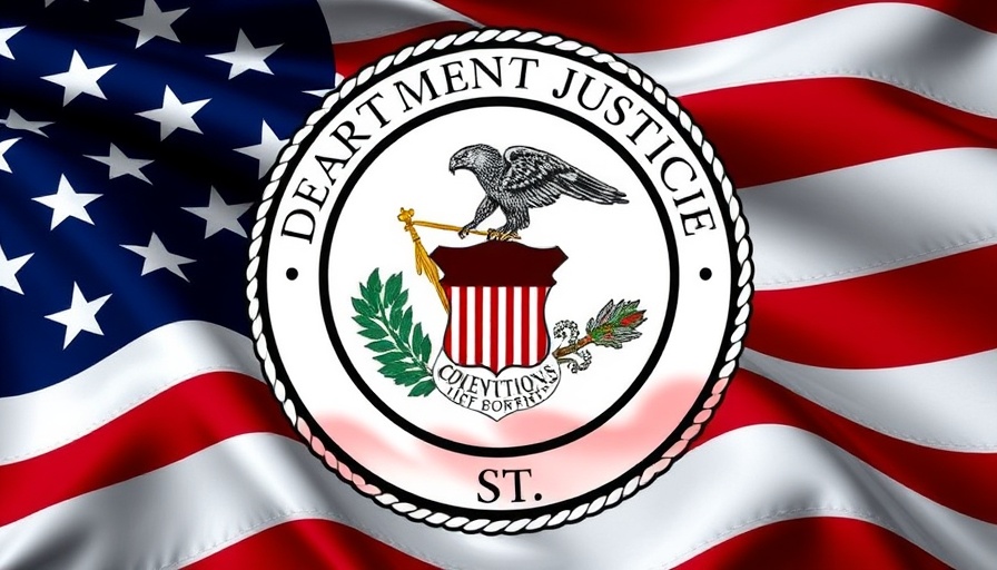 Department of Justice emblem on American flag backdrop related to Chinese money laundering organization