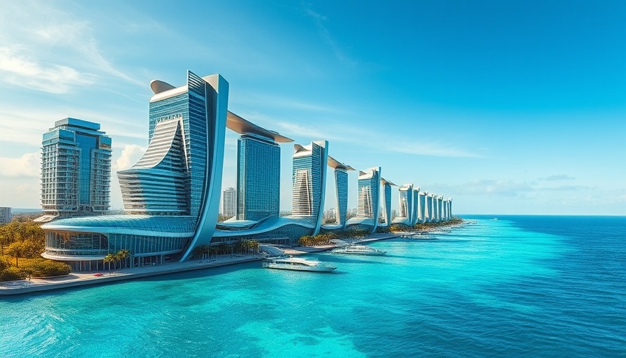 Futuristic Maldives International Financial Centre with vibrant architecture.