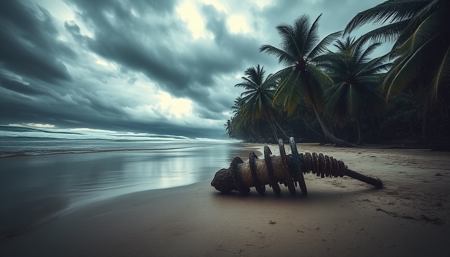Mysterious beach scene with an eerie atmosphere in the Caribbean.