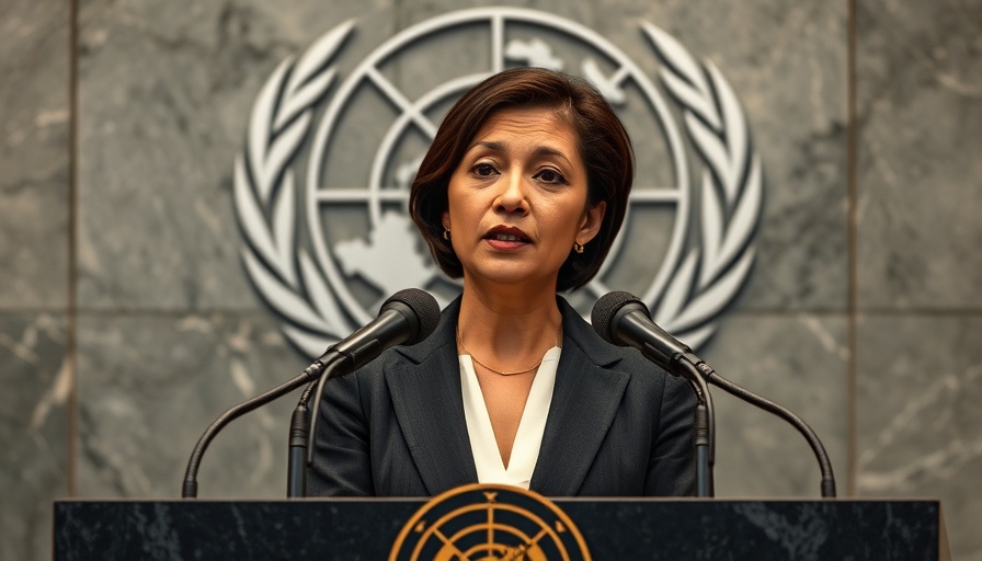 Speaker at UN podium discussing Trinidad and Tobago gas supplies.