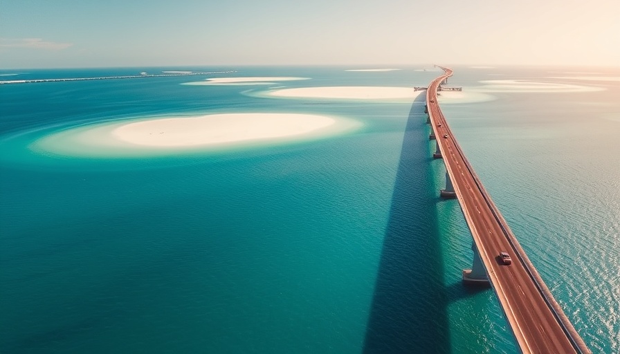 Aerial view of Sanibel Causeway Islands reopening with cars driving.