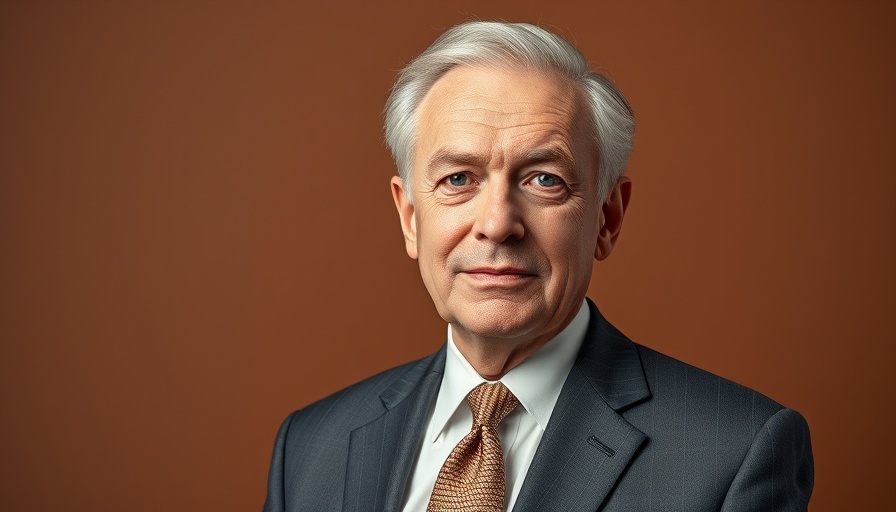 Distinguished older man in a suit, confident expression, soft lighting.