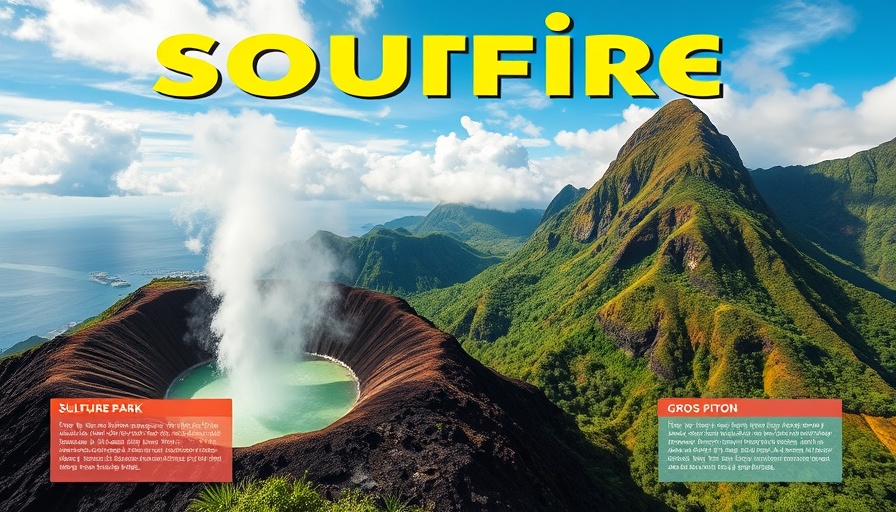 Tourism poster of Soufriere attractions, highlighting SRDF.