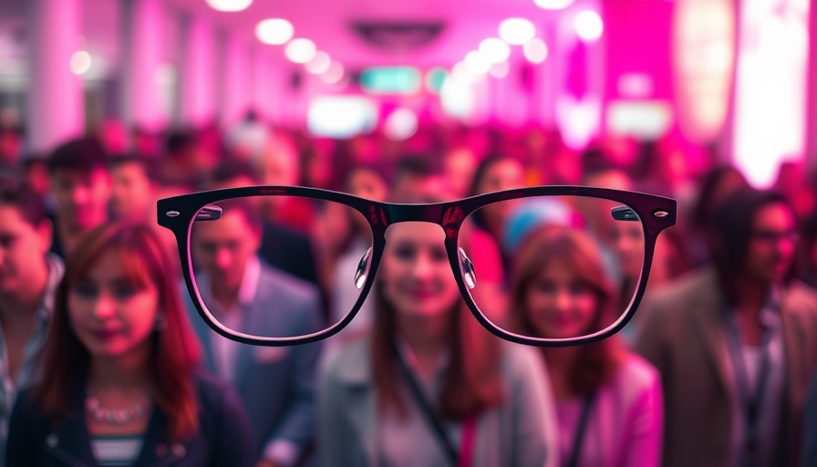 Editorial banner with focused glasses and blurred Bananes Bay crowd.