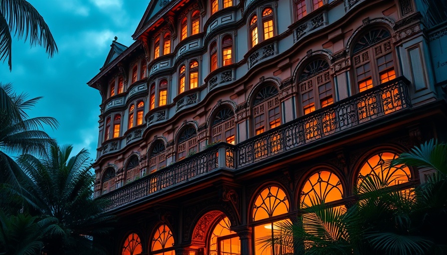 Victorian-style Hotel Oloffson in evening light, Haiti.