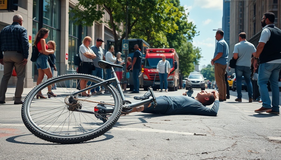 Scene of Hanover bike crash with bicycle and bystanders.