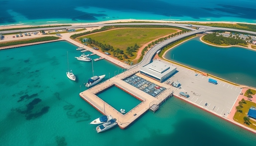Aerial view of Punta Rassa Boat Ramp reopening next to highway.