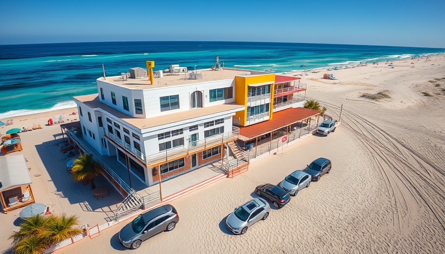 Aerial view of Fort Myers Beach bar overlooking the ocean.