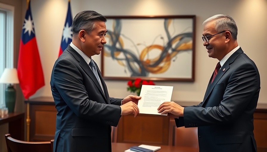 Taiwan diplomatic relations meeting, document exchange.