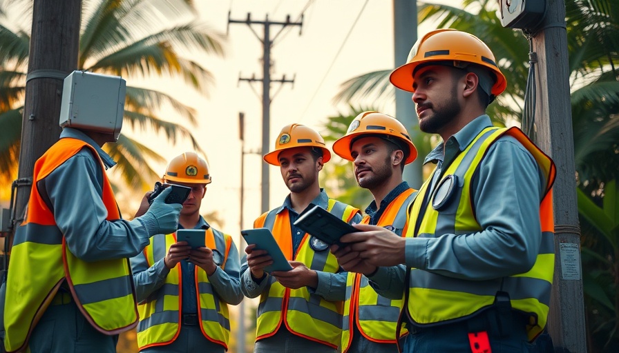 Utility workers conducting remote meter reading in the Caribbean.
