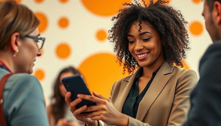Professional woman with smartphone engaging in collaborative setting for CRM software.