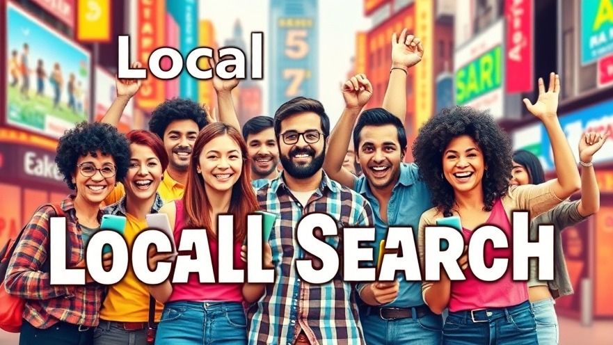 Local SEO tips illustrated by diverse business owners celebrating success in vibrant marketing scene.
