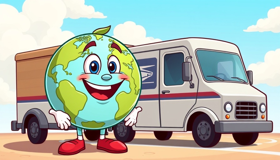 Cartoon globe character beside mail truck for local SEO keyword research.