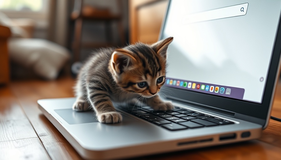 Kitten exploring laptop, relevant to almost-customers local SEO concept.