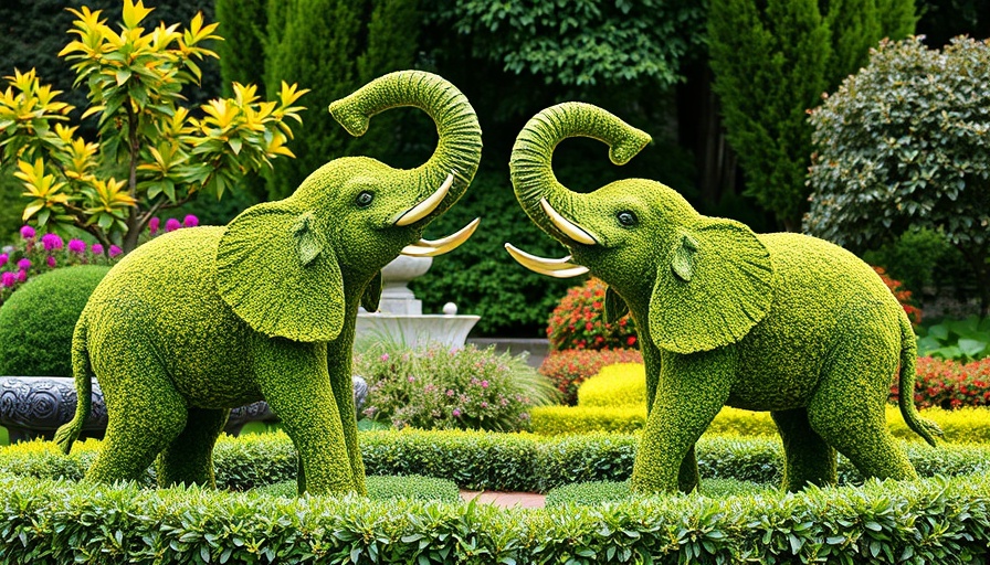 Topiary elephants in garden reflecting heavy content pruning and SEO.