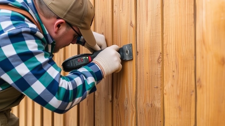Professional fence repair service restoring a wooden fence.