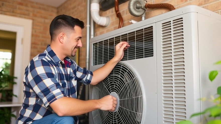 Man inspecting home cooling system for maintenance and efficiency.