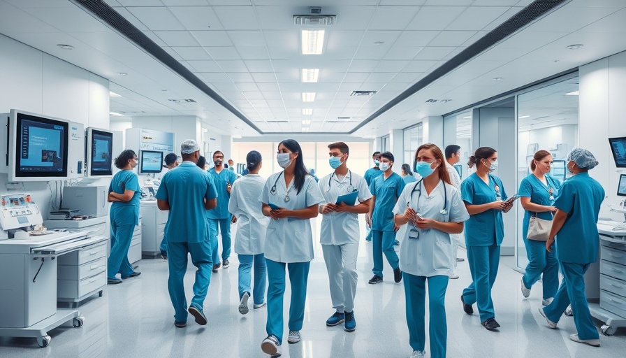 Nurse practitioners collaborating in a modern healthcare setting, emphasizing teamwork and advanced medical technology.
