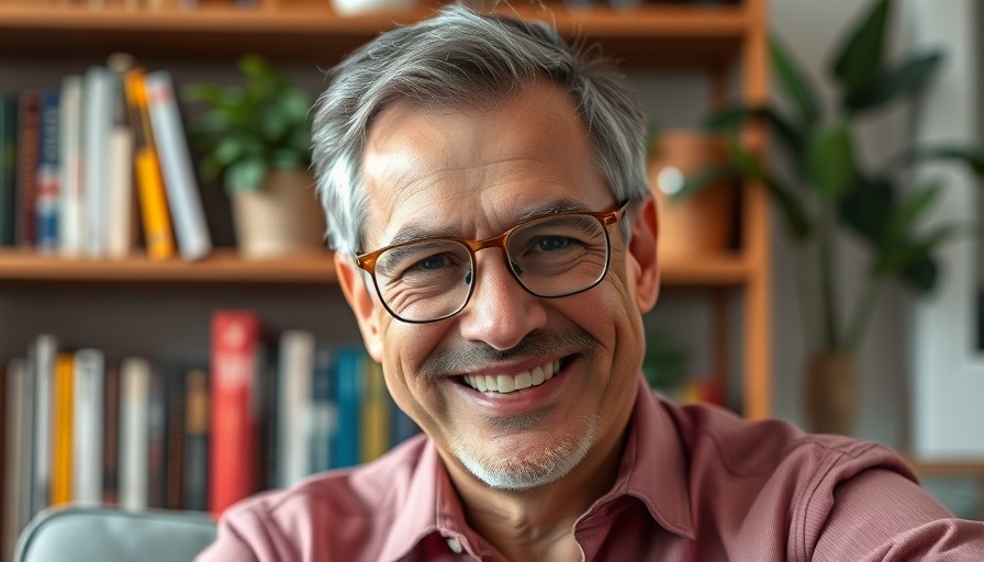 Mid-aged man smiling in front of a bookshelf, emphasizing ACA premium tax credits expiration context.
