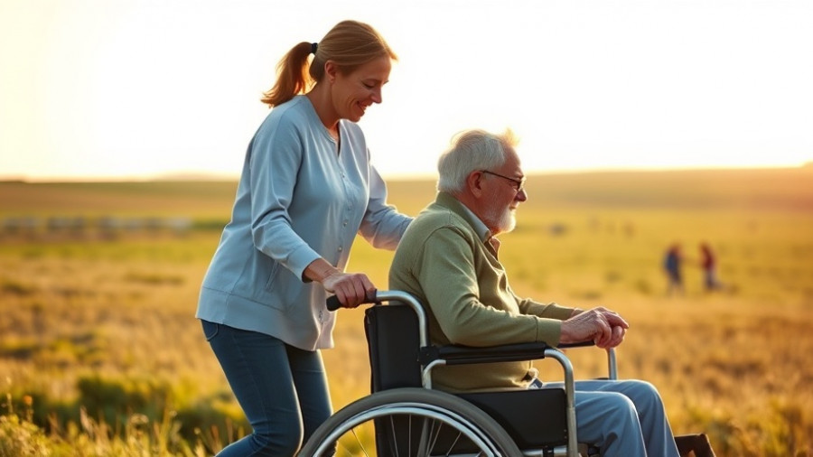 Caregiver assisting elderly person outdoors, highlighting in-home care role.