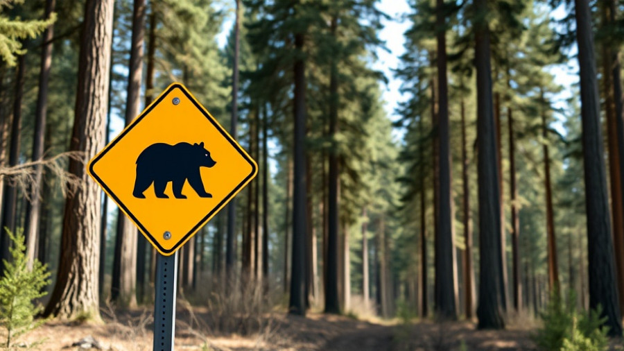 Caution sign highlighting bear presence, Florida bear hunt injunction context.