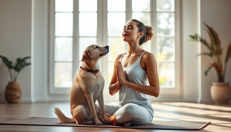 Calming breathwork session with a woman and her dog in a bright room