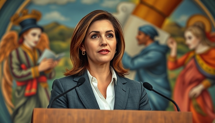 Professional woman speaking at podium on Mexico political violence.