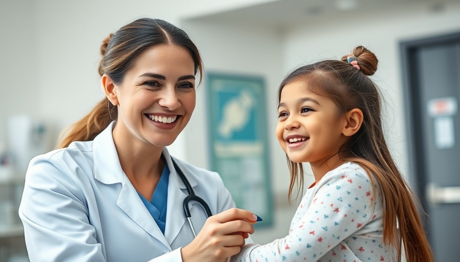 Friendly doctor examining a child in a hospital setting, emphasizing children's health insurance.