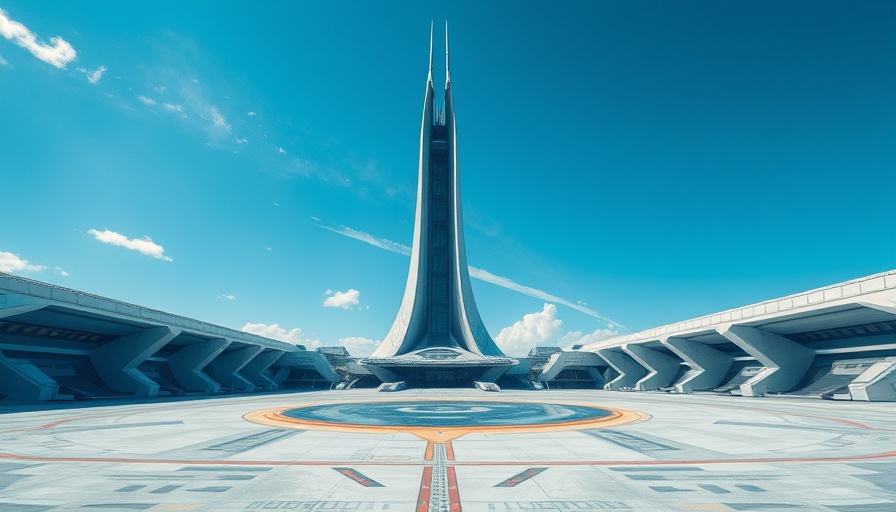 Futuristic spaceport architecture at Miami Executive Airport spaceport.