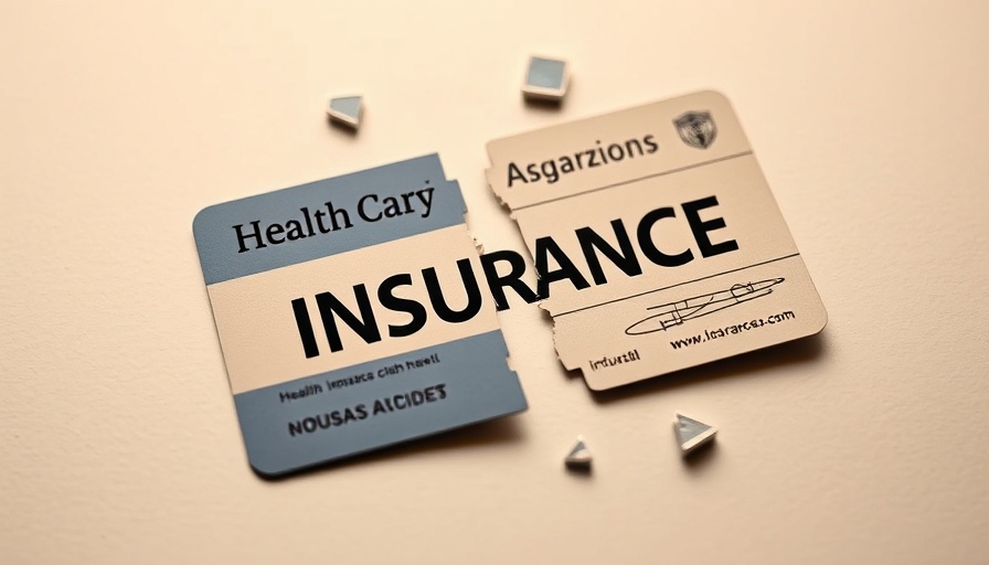 Symbol of broken health insurance system, fragmented card design.