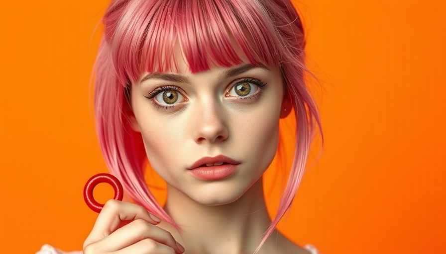 Young woman examining finger exerciser for strength.