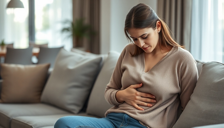Young woman experiencing discomfort related to constipation and urinary incontinence.
