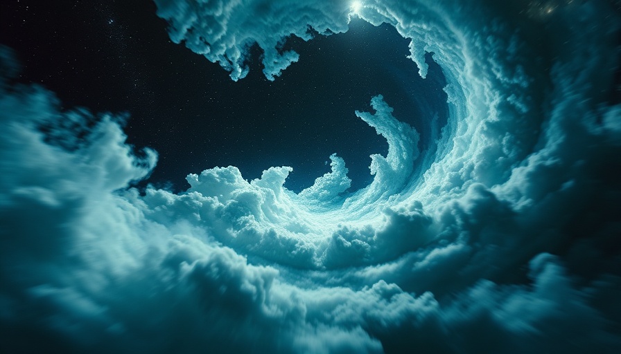 Swirling cosmic cloud, dynamic energy in outer space.