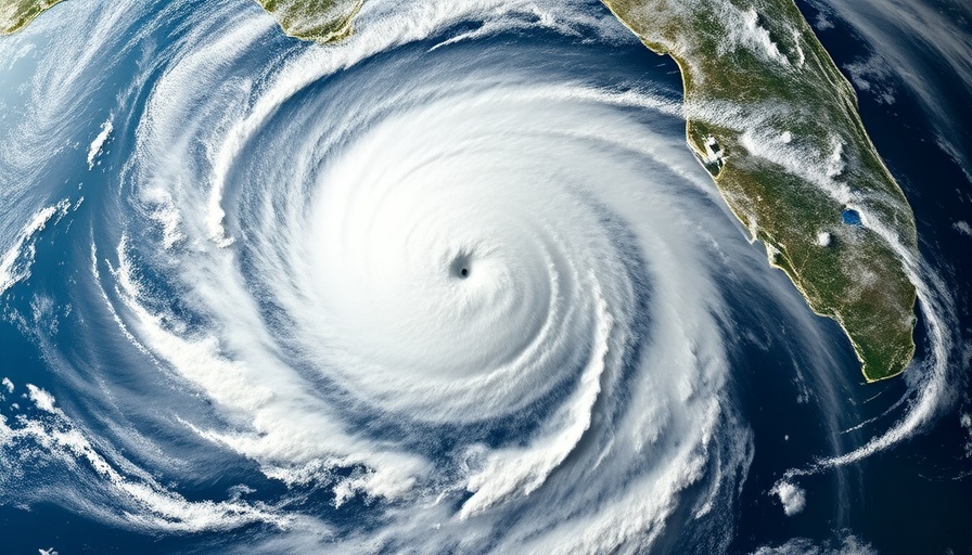 Massive hurricane over Florida captured by satellite, highlighting storm intensity.