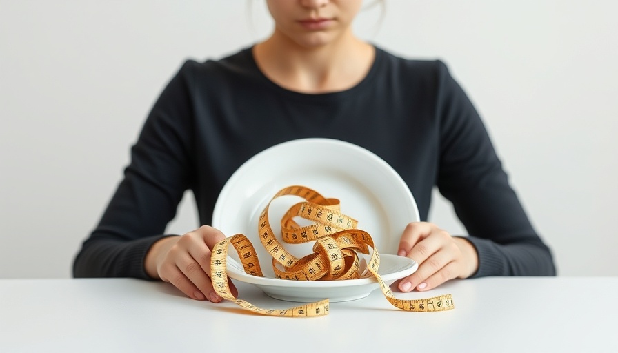 Measuring tape on a plate symbolizing anorexia risks and signs.
