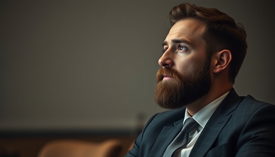 Contemplative man in formal suit, thoughtful expression.