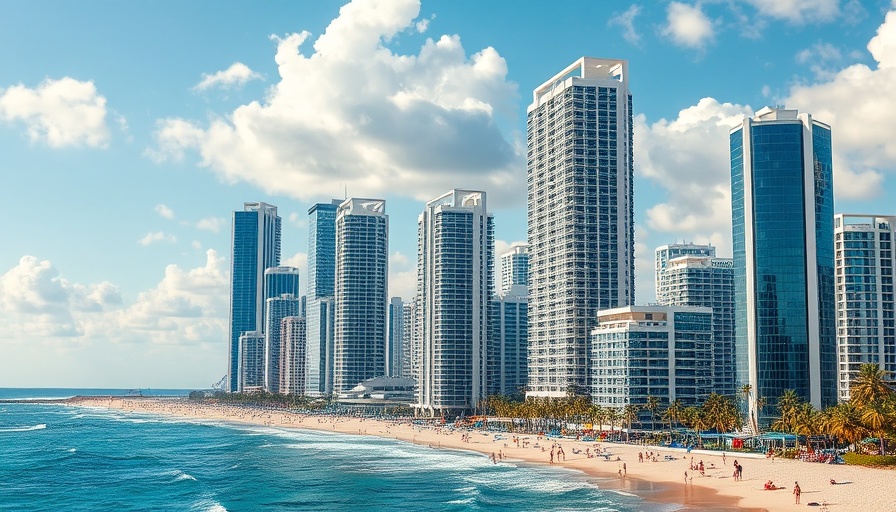 Hallandale Beach real estate market scene with skyscrapers.
