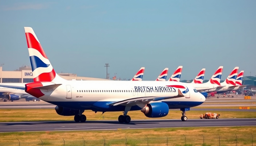 British Airways planes on runway at airport.