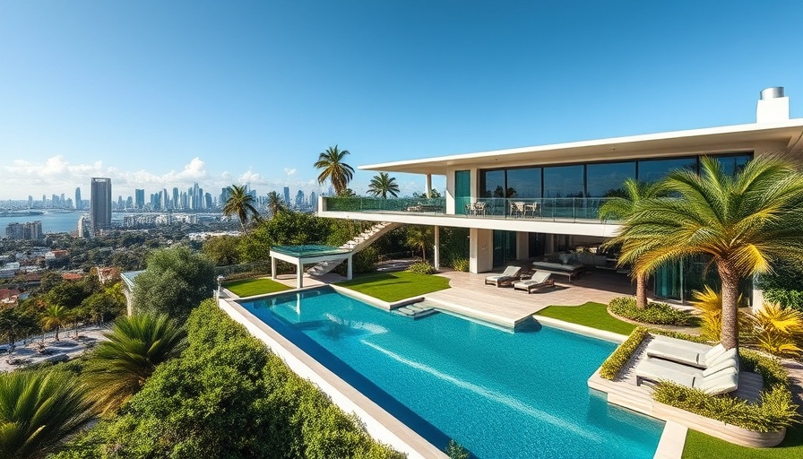 Luxury Miami-Dade home with skyline view, market analysis.